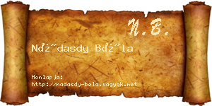 Nádasdy Béla névjegykártya